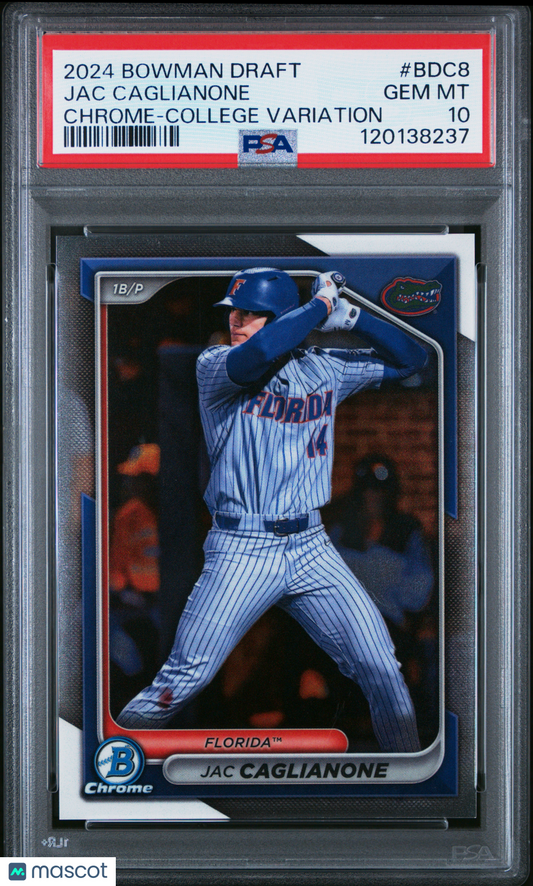 2024 Bowman Draft Jac Caglianone #BDC8 Chrome College Variation PSA 10