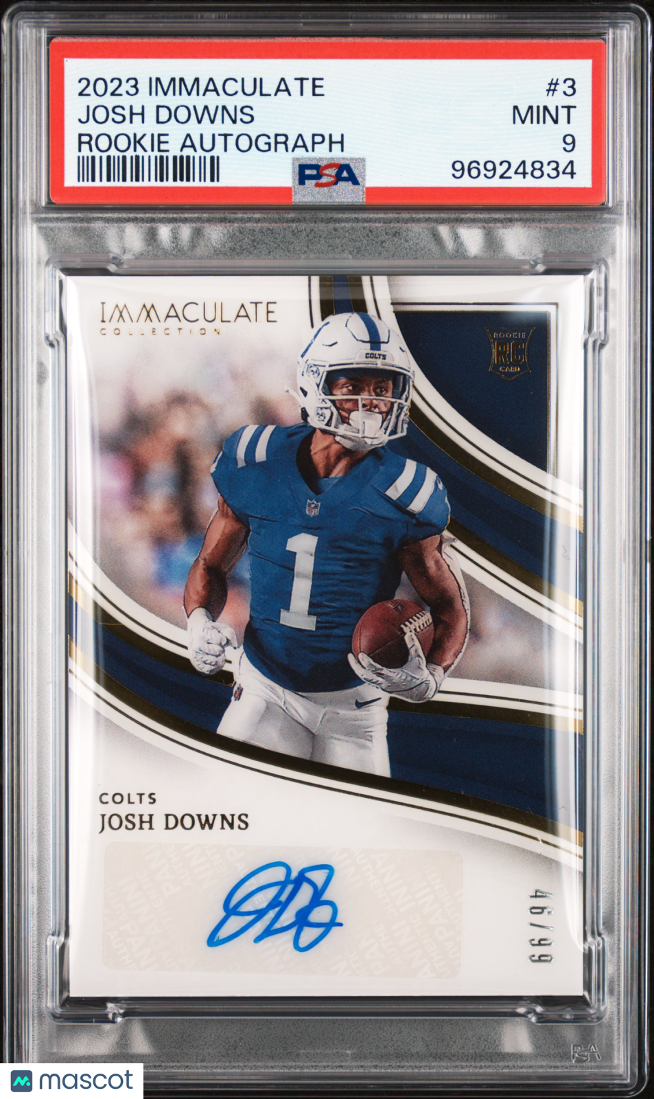 2023 Panini Immaculate Collection Josh Downs #3 RC Rookie Auto 46/99 PSA 9