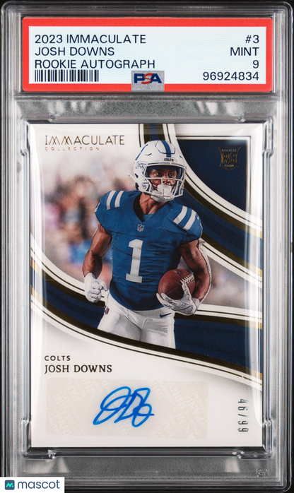 2023 Panini Immaculate Collection Josh Downs #3 RC Rookie Auto 46/99 PSA 9