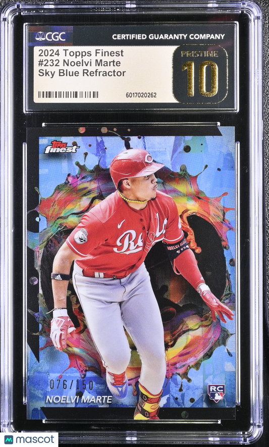 2024 Topps Finest Noelvi Marte #232 Sky Blue Refractor CGC 10