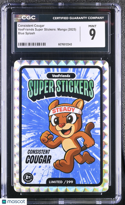 2025 Veefriends Super Stickers: Manga Consistent Cougar Blue Splash /299 CGC 9
