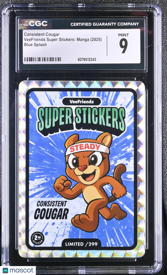 2025 Veefriends Super Stickers: Manga Consistent Cougar Blue Splash /299 CGC 9