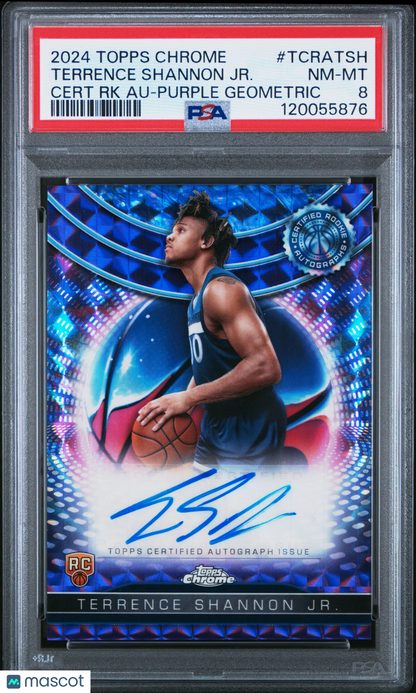 2024-25 Topps Chrome Terrence Shannon Jr. Purple Geometric RC Rookie Auto PSA 8