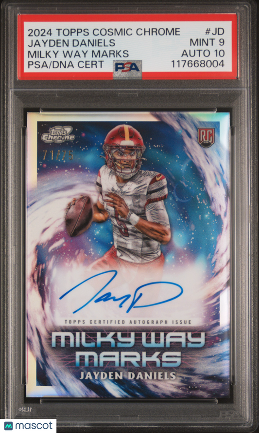 2024 Topps Cosmic Chrome Jayden Daniels Rookie Milky Way Marks Auto 71/75 PSA 9