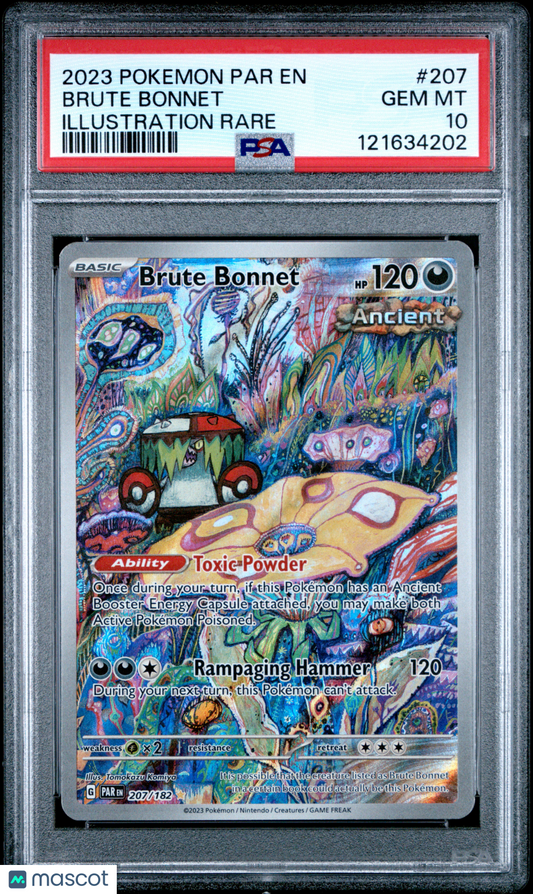 2023 Pokemon Par En-Paradox Rift Brute Bonnet #207 Illustration Rare PSA 10