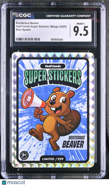 2025 Veefriends Super Stickers: Manga Boisterous Beaver Blue Splash /299 CGC 9.5