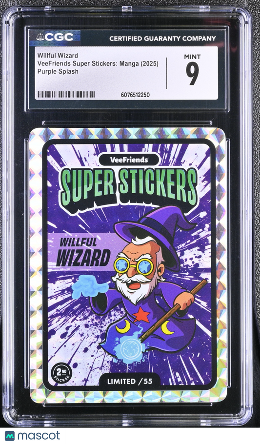 2025 Veefriends Super Stickers: Manga Willful Wizard Purple Splash /55 CGC 9