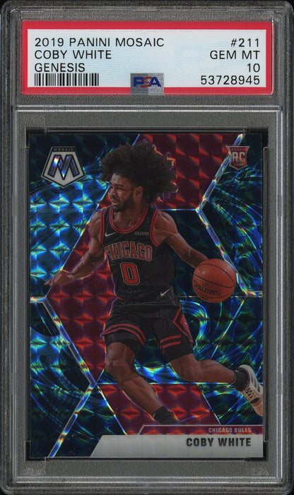 2019 Panini Mosaic Coby White #211 Genesis PSA 10