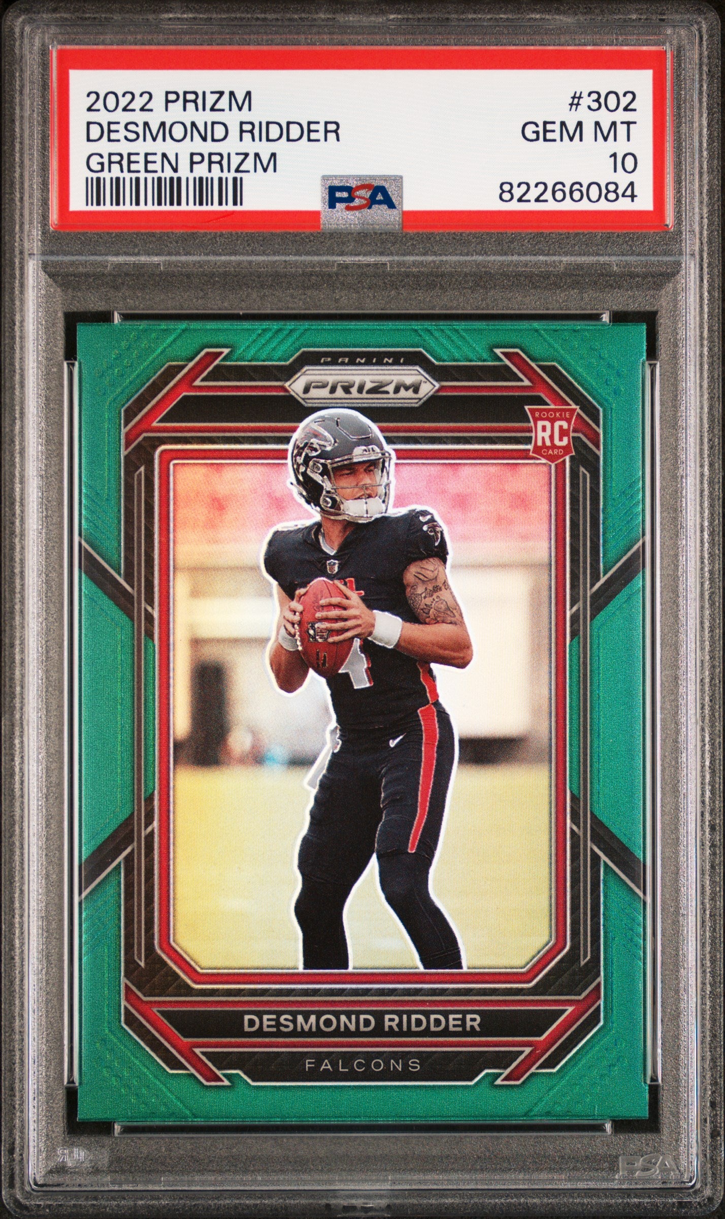 2022 Panini Prizm Desmond Ridder #302 Green Prizm PSA 10