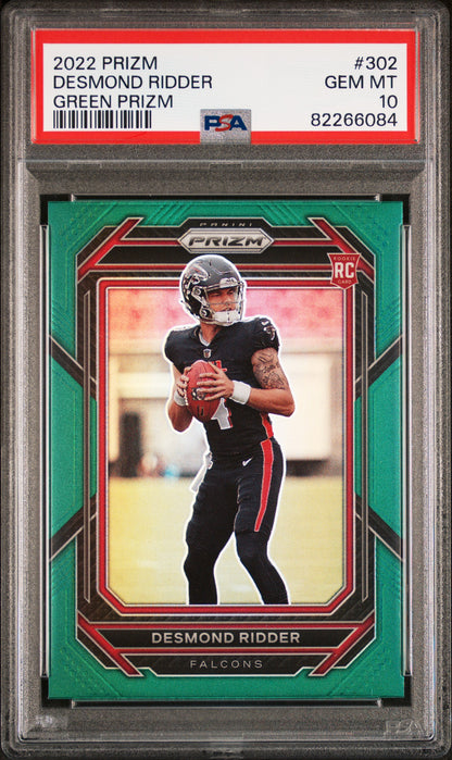 2022 Panini Prizm Desmond Ridder #302 Green Prizm PSA 10