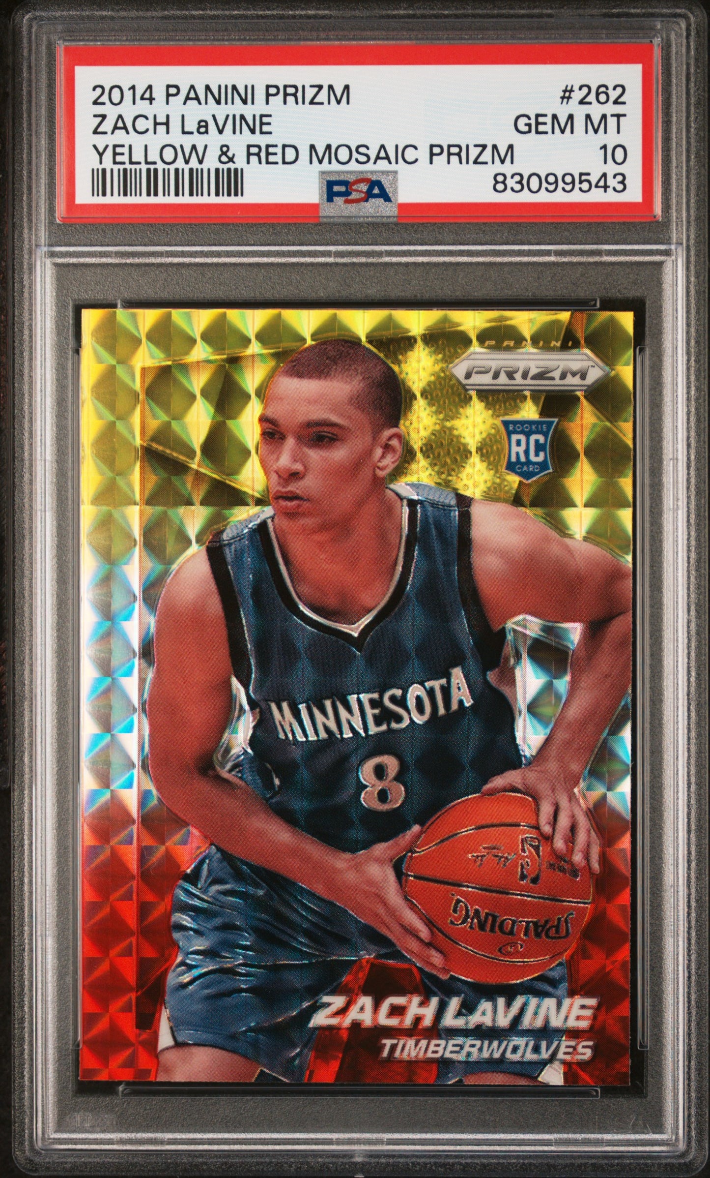 2014 Panini Prizm Zach Lavine #262 Yellow & Red Mosaic Prizm PSA 10