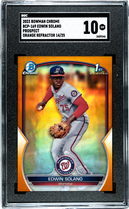 2023 Bowman Chrome Edwin Solano #BCP-169 Pros. Orange Refractor /25 SGC 10