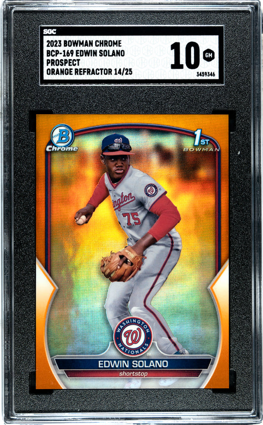 2023 Bowman Chrome Edwin Solano #BCP-169 Pros. Orange Refractor /25 SGC 10