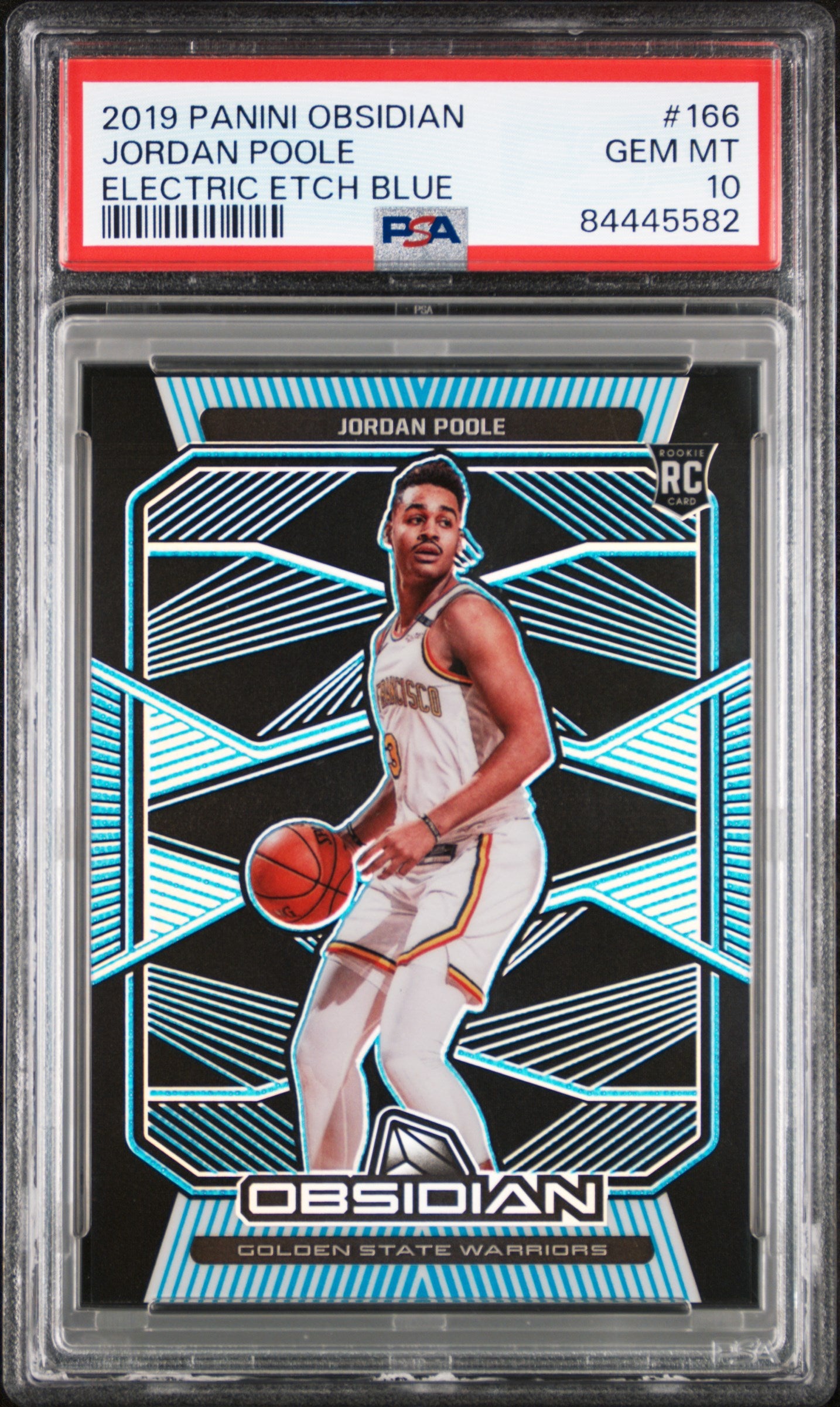 2019 Panini Obsidian Jordan Poole #166 Electric Etch Blue /16 PSA 10