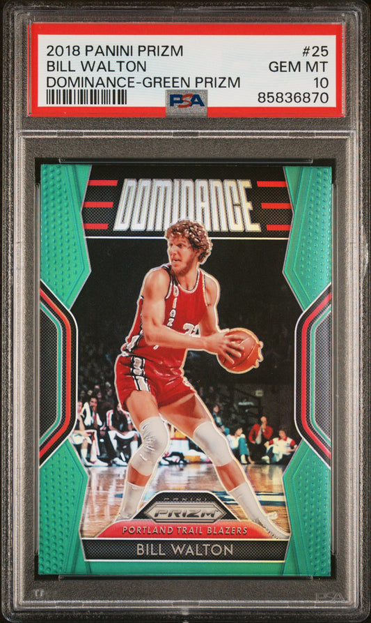 2018 Panini Prizm Dominance Bill Walton #25 Dominance Green Prizm PSA 10