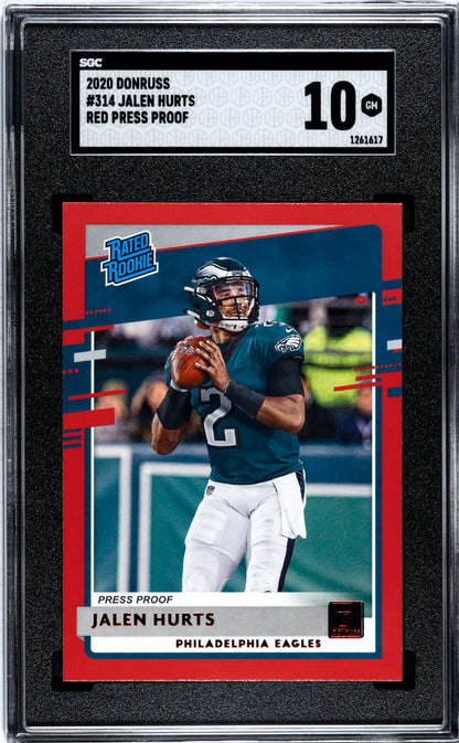 2020 Donruss Jalen Hurts #314 Red Press Proof SGC 10