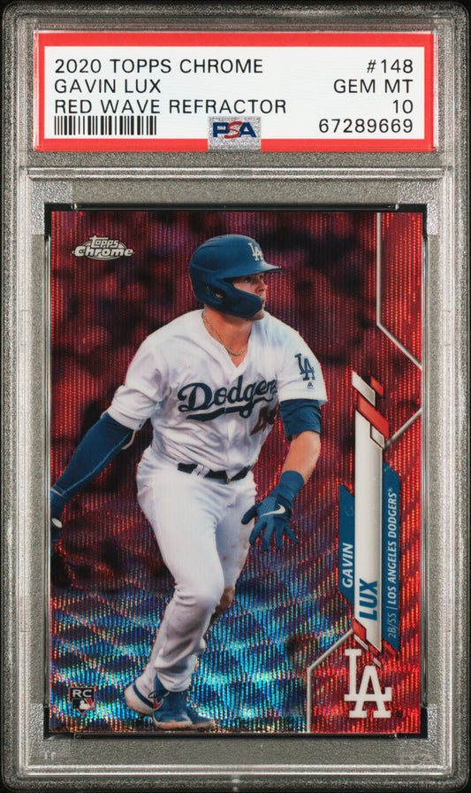 2020 Topps Chrome Gavin Lux #148 Red Wave Refractor /5 PSA 10