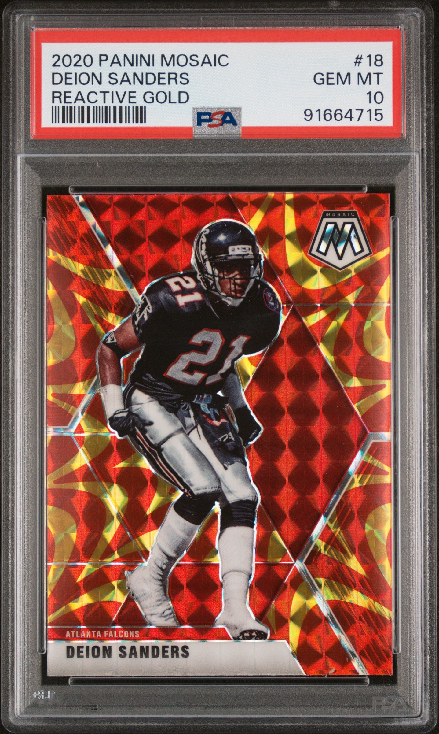 2020 Panini Mosaic Deion Sanders #18 Reactive Gold PSA 10