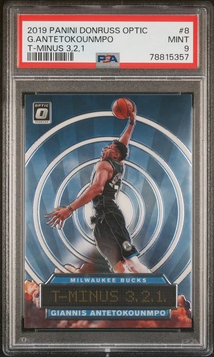 2019 Panini Donruss Optic T-Minus 3,2,1 G. Antetokounmpo #8 PSA 9