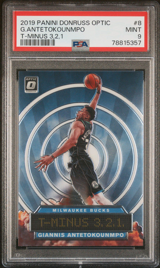 2019 Panini Donruss Optic T-Minus 3,2,1 G. Antetokounmpo #8 PSA 9