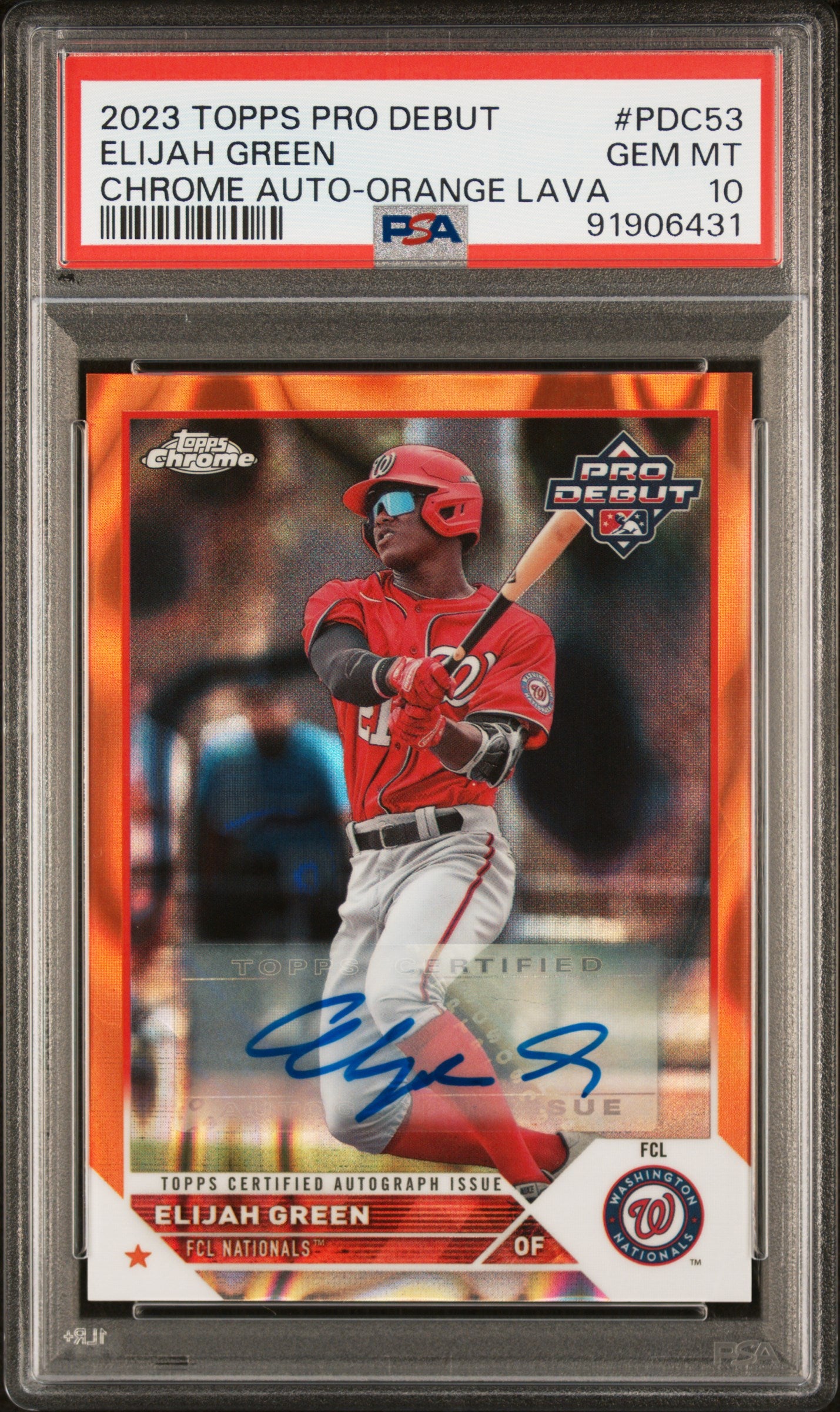 2023 Topps Pro Debut Elijah Green #PDC53 Chrome Auto Orange Lava 01/25 PSA 10