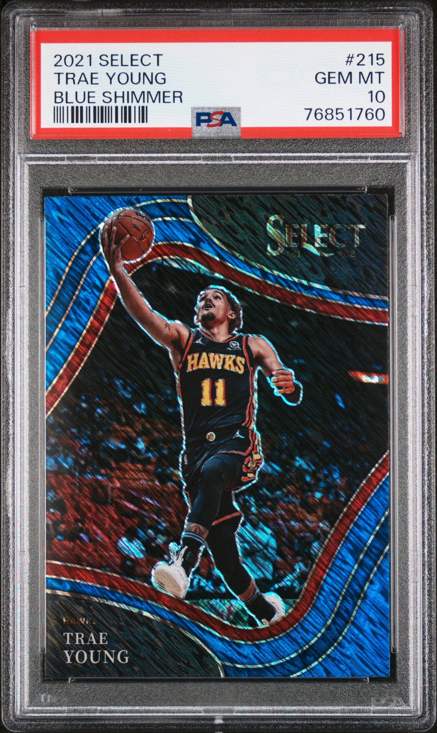 2021 Panini Select Trae Young #215 Blue Shimmer PSA 10