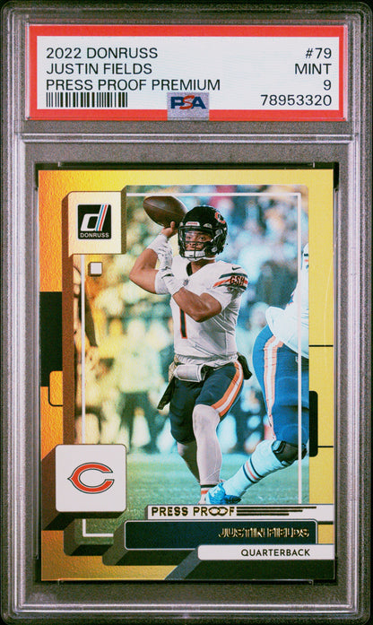 2022 Panini Donruss Justin Fields #79 Press Proof Premium PSA 9