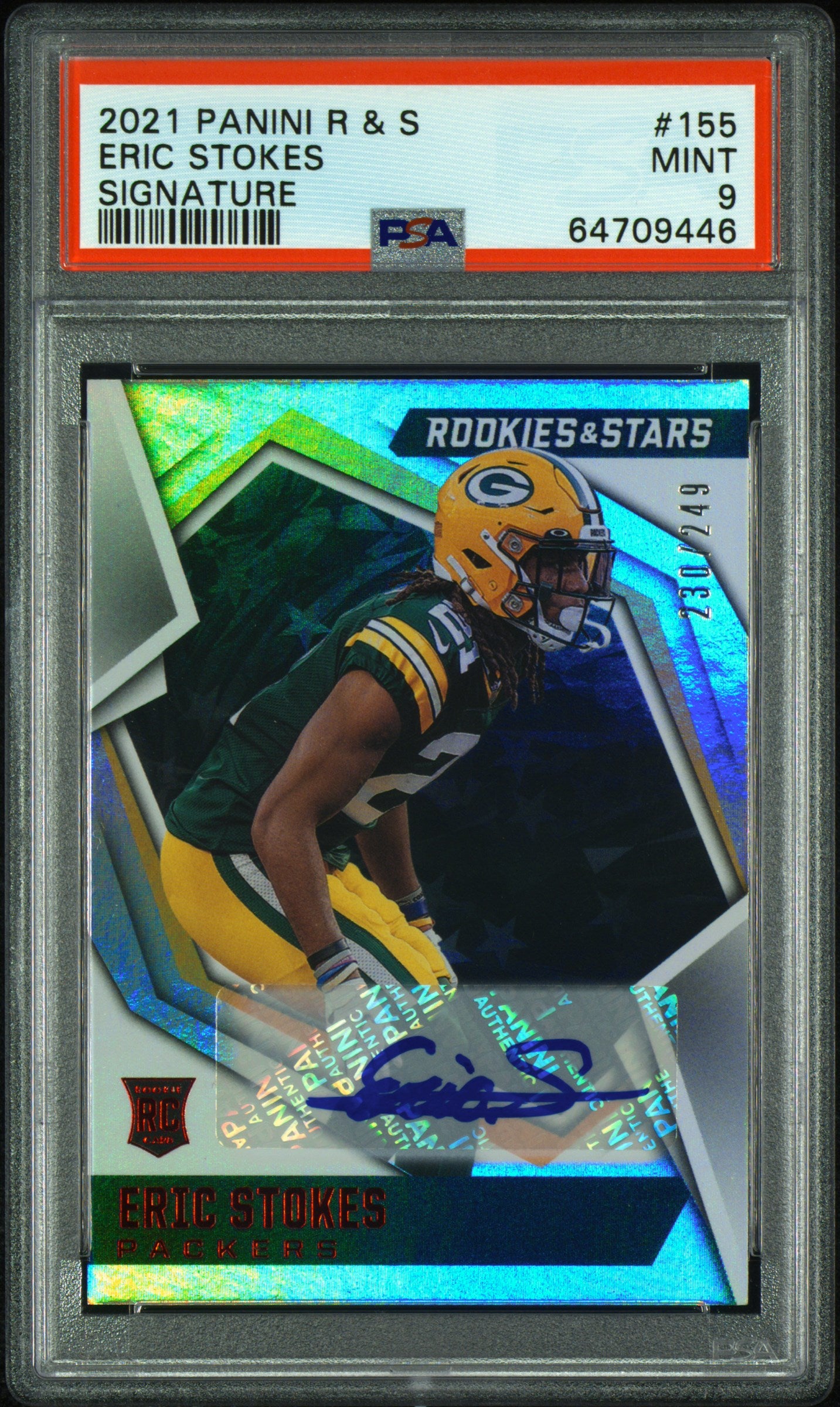 2021 Panini Rookies & Stars Eric Stokes #155 Signature /249 PSA 9