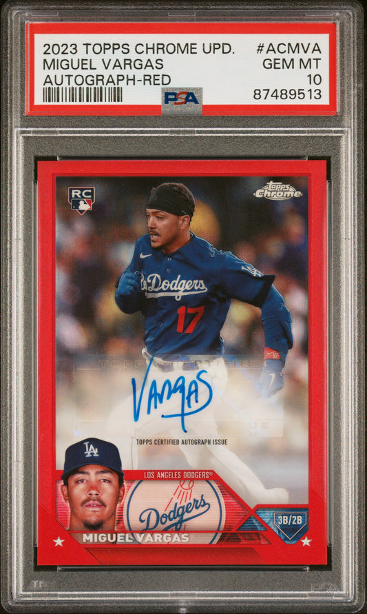 2023 Topps Chrome Update Miguel Vargas Autograph Red Refractor /5 Rookie PSA 10