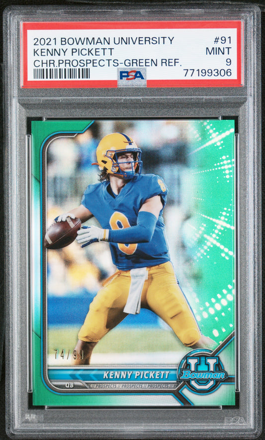 2021-22 Bowman University Kenny Pickett #91 Chrome Prospects /99 PSA 9