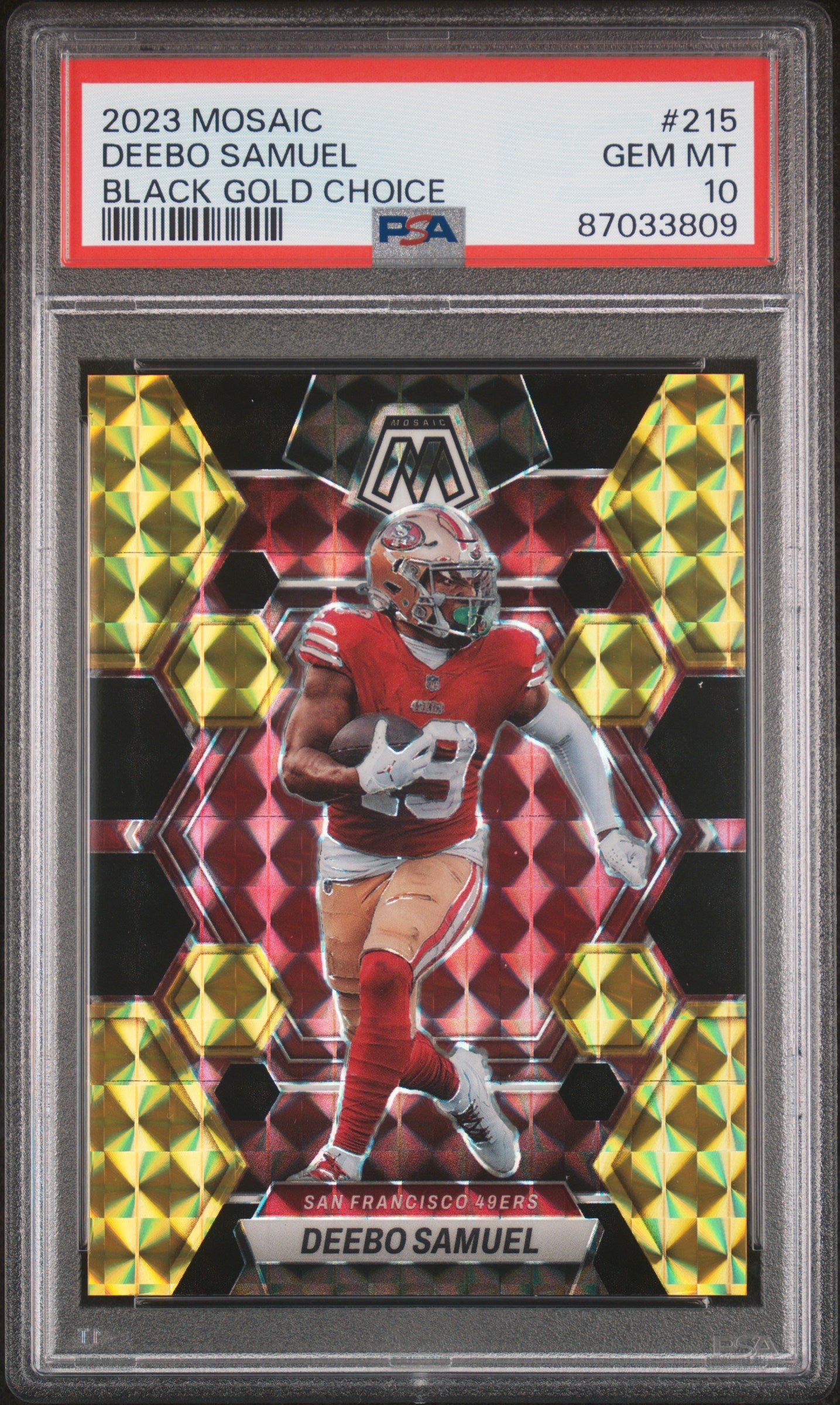 2023 Panini Mosaic Deebo Samuel #215 Black Gold Choice /8 PSA 10