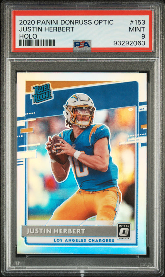 2020 Panini Donruss Optic Justin Herbert #153 Holo PSA 9