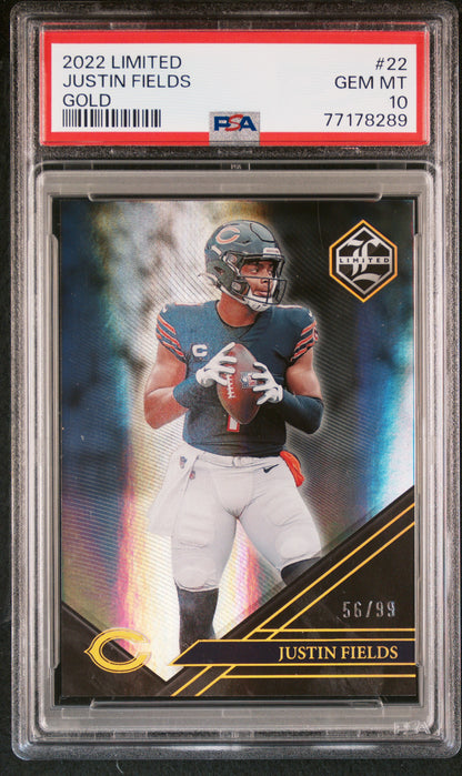 2022 Panini Limited Justin Fields #22 Gold /99 PSA 10