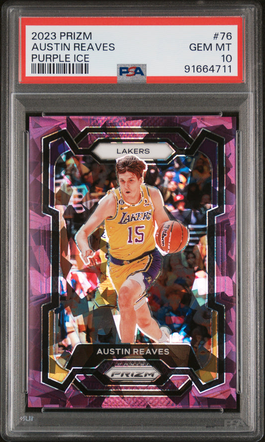 2023 Panini Prizm Austin Reaves #76 Purple Ice /149 PSA 10