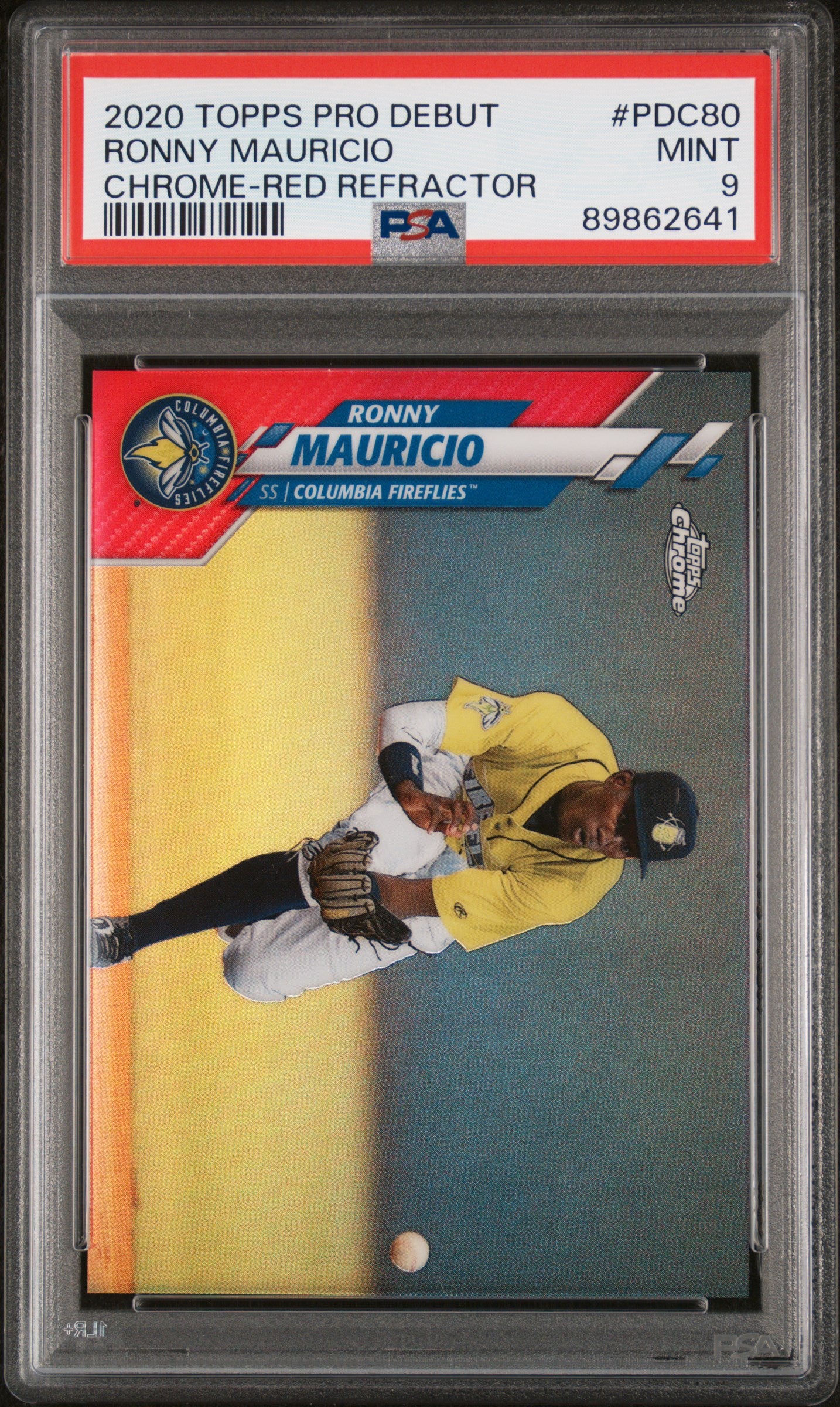 2020 Topps Pro Debut Ronny Mauricio #PDC80 Chrome Red Refractor /10 PSA 9