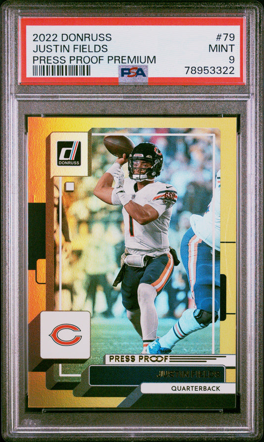 2022 Panini Donruss Justin Fields #79 Press Proof Premium PSA 9