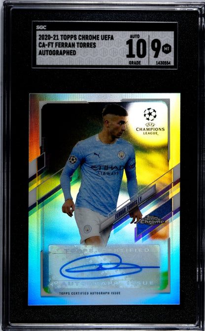 2020 Topps Chrome UEFA Ferran Torres #CA-FT Autograph SGC 9