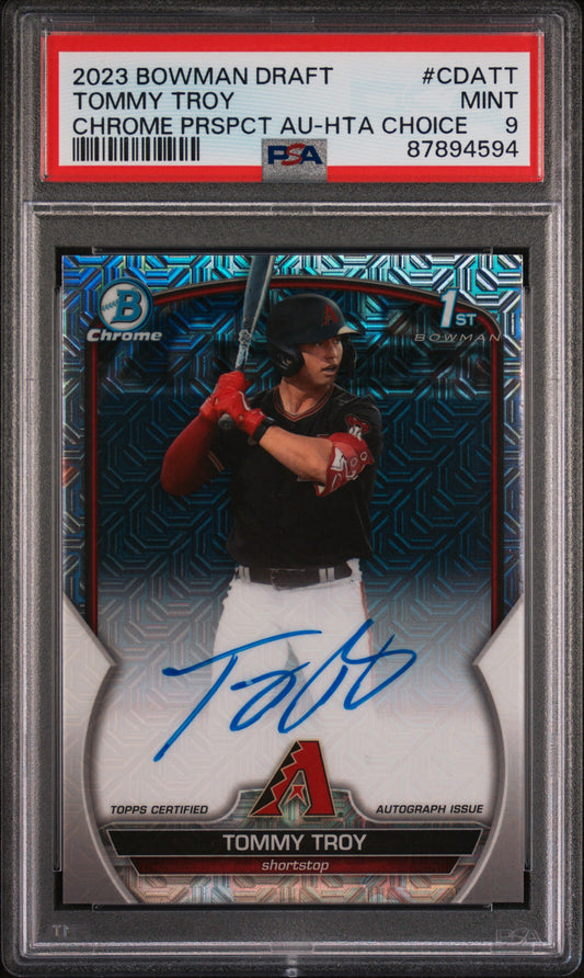 2023 Bowman Draft Chrome Prospect Autograph Tommy Troy #CDATT Choice PSA 9