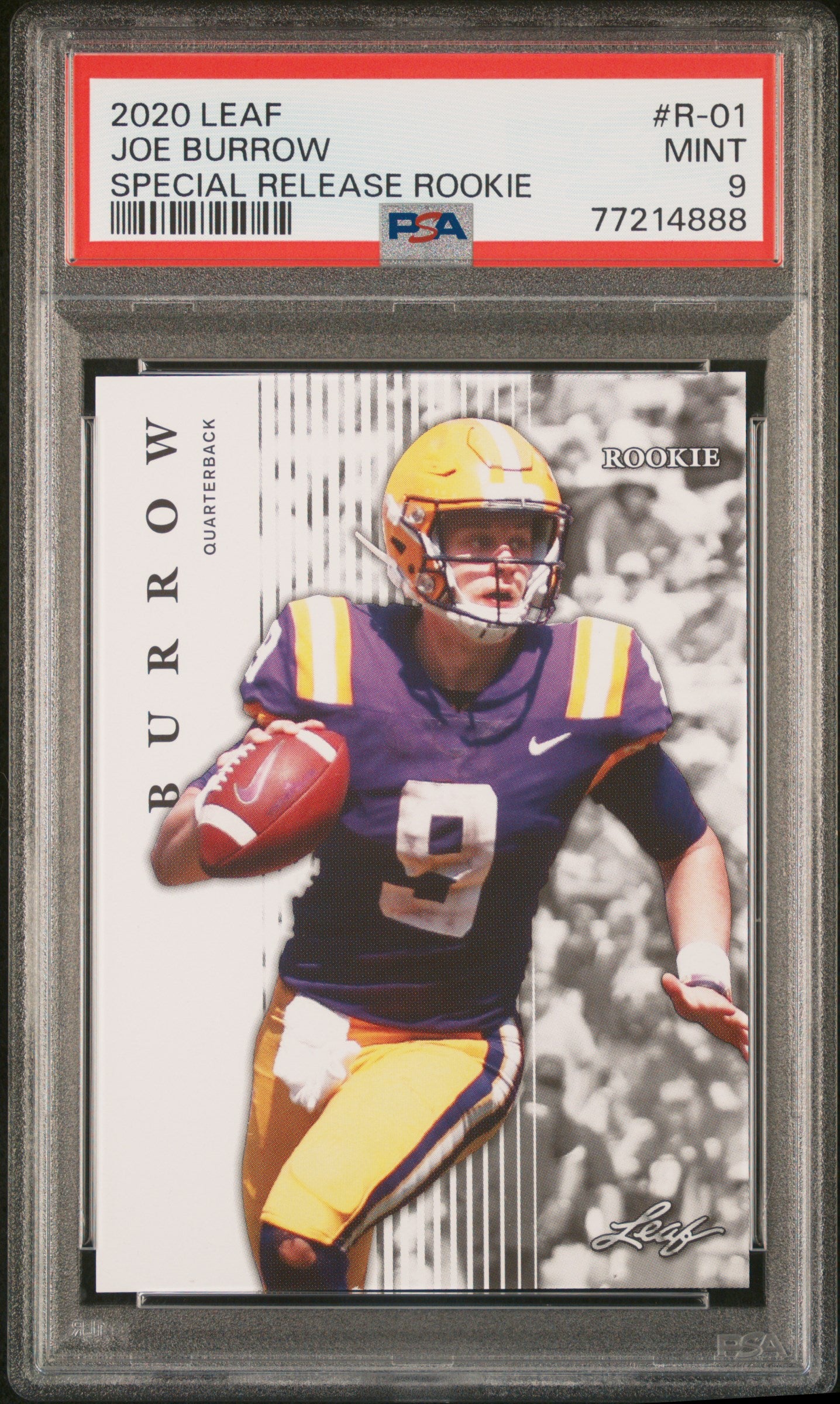 2020 Leaf Special Release Rookie Joe Burrow #R-01 Special Release Rookie PSA 9