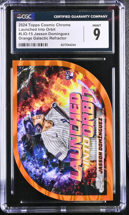 2024 Topps Cosmic Chrome Jasson Dominguez #LIO-15 Orange Gal Ref /25 CGC 9