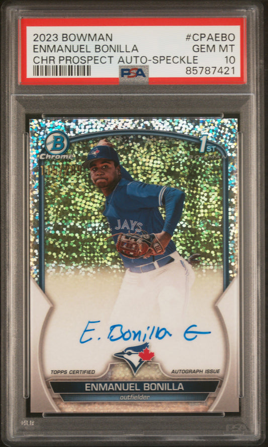 2023 Bowman Chrome Enmanuel Bonilla Prospect Autograph Speckle /299 PSA 10