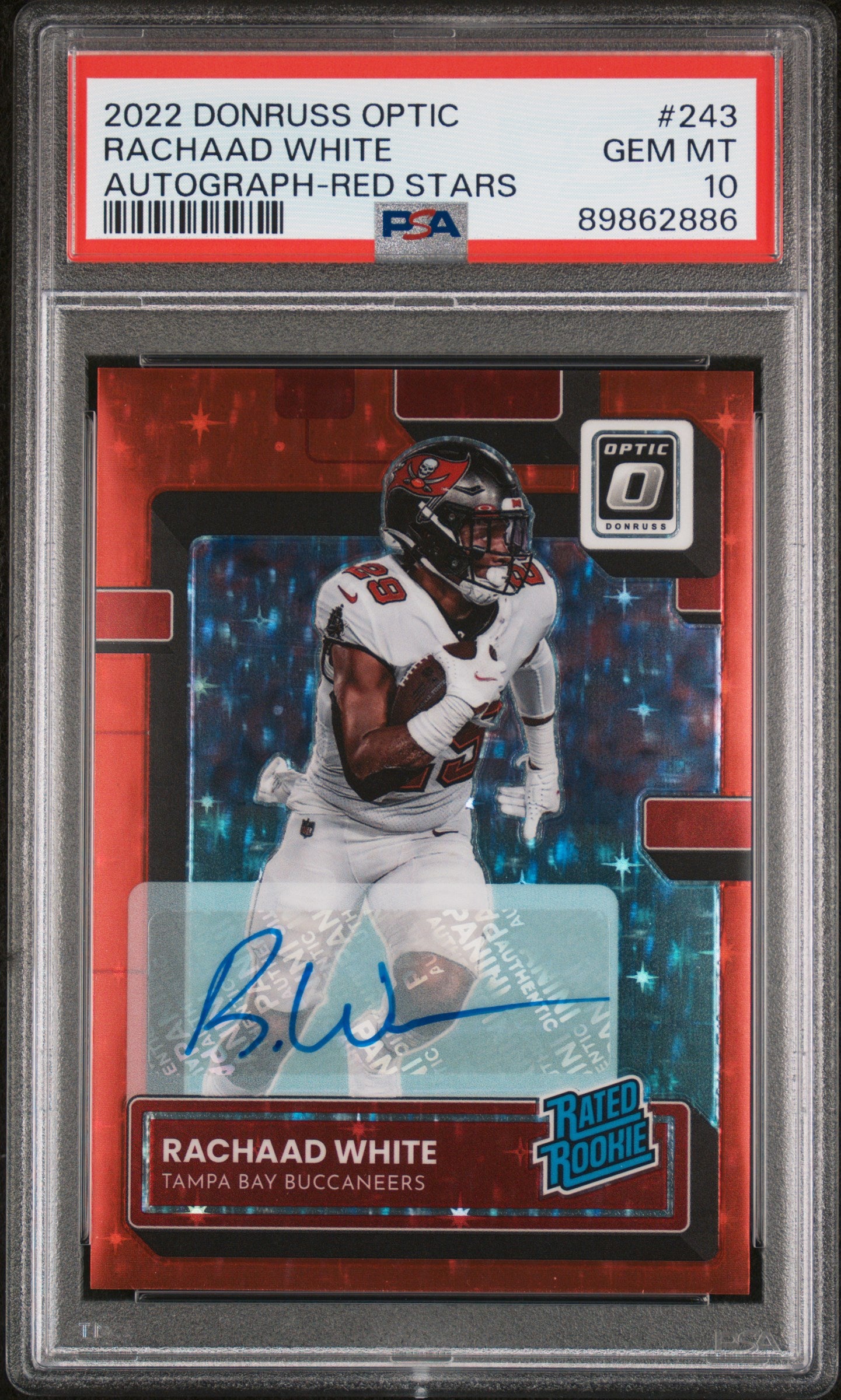 2022 Panini Donruss Optic Rachaad White Autograph Red Stars Rookie /11 PSA 10