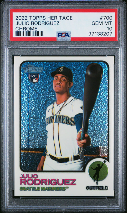 2022 Topps Heritage Julio Rodriguez #700 Chrome /999 PSA 10