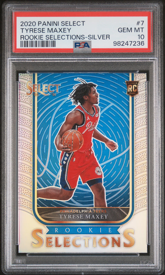 2020 Panini Select Tyrese Maxey #7 Rookie Selections Silver PSA 10