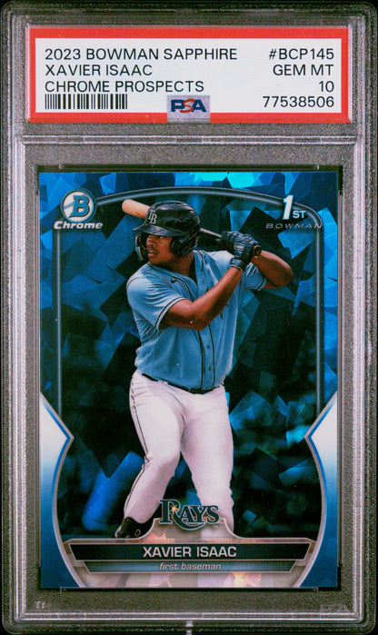 2023 Bowman Sapphire Edition Chrome Prospects Xavier Isaac #BCP145 PSA 10