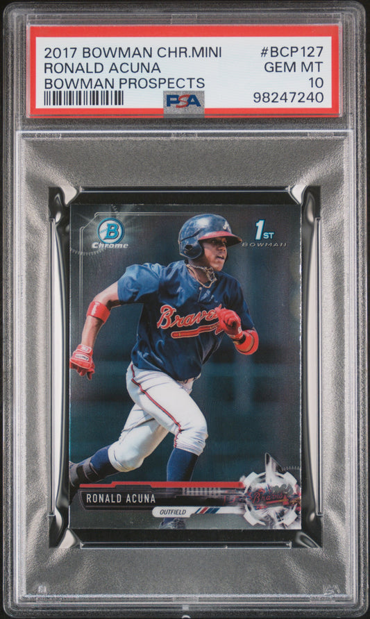 2017 Bowman Chrome Mini Ronald Acuna #BCP127 Bowman Prospects PSA 10