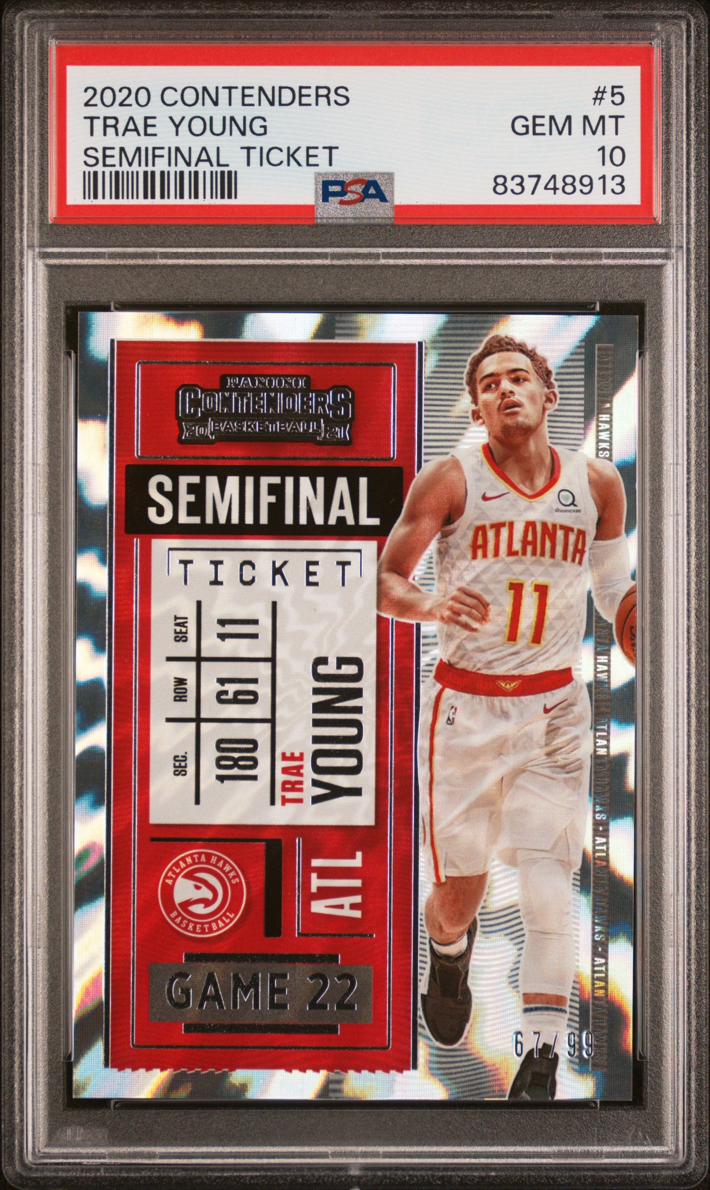 2020 Panini Contenders Trae Young #5 Semifinal Ticket /99 PSA 10