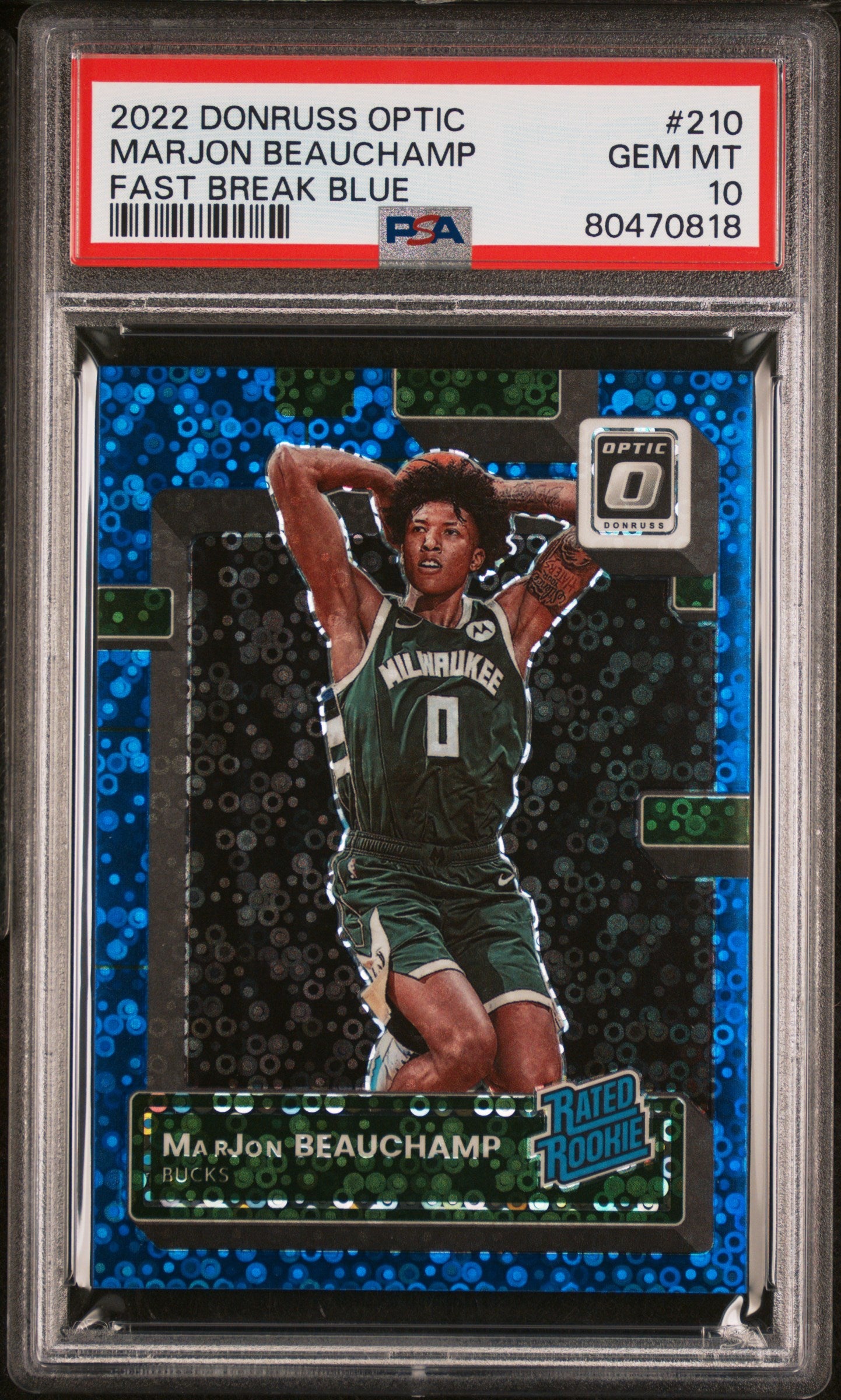 2022 Panini Donruss Optic Marjon Beauchamp #210 Fast Break Blue /49 PSA 10