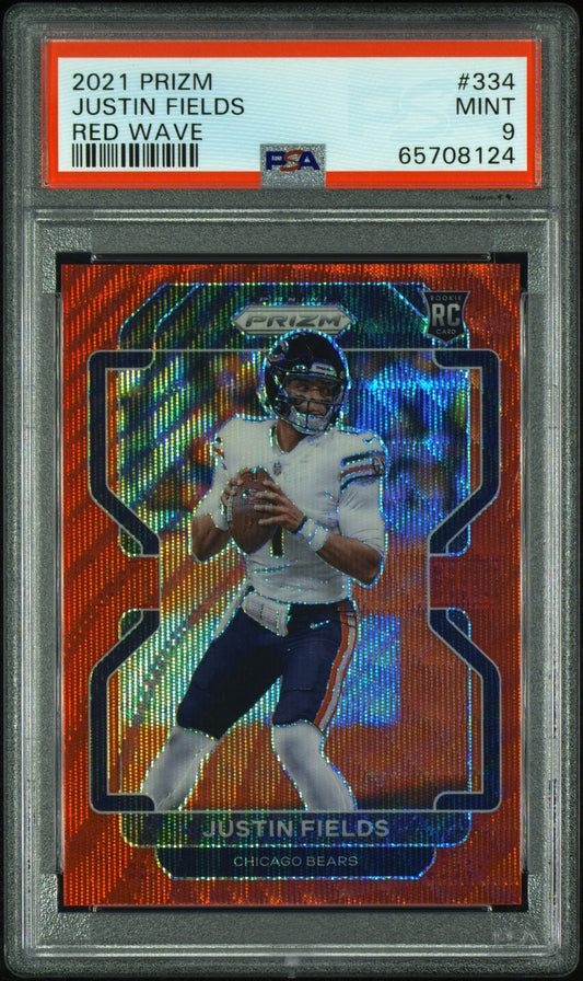 2021 Panini Prizm Justin Fields #334 Red Wave /149 PSA 9