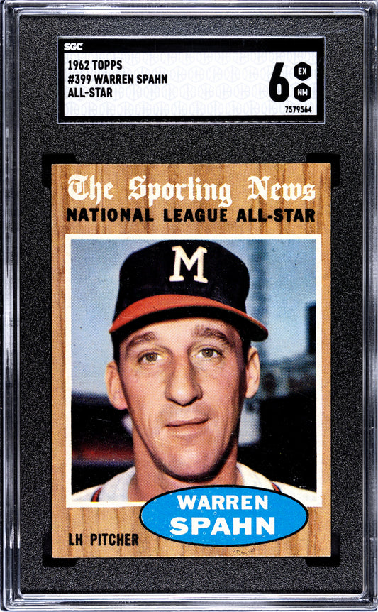 1962 Topps Warren Spahn #399 All Star SGC 6